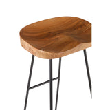 Pedro Bar Stool In Acacia Wood With Black Powder Coated Iron - SE Home