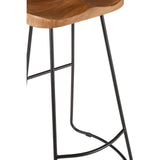 Pedro Bar Stool In Acacia Wood With Black Powder Coated Iron - SE Home