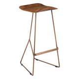 Pedro Bar Stool In Brown Leather With Copper Finish - SE Home