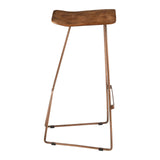 Pedro Bar Stool In Brown Leather With Copper Finish - SE Home