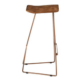 Table & Bar Stools Pedro Bar Stool In Brown Leather With Copper Finish