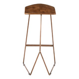 Pedro Bar Stool In Brown Leather With Copper Finish - SE Home
