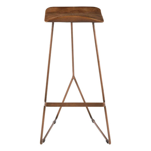 Table & Bar Stools Pedro Bar Stool In Brown Leather With Copper Finish