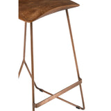Pedro Bar Stool In Brown Leather With Copper Finish - SE Home