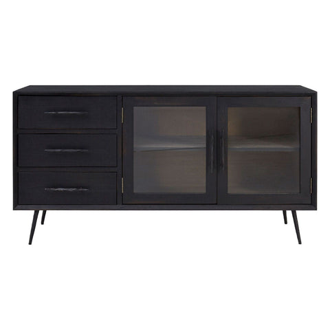 Cabinets & Storage Madsen Cabinet With 3 Drawers & 2 Glass Doors