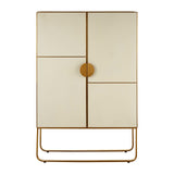 Modica Cabinet In White Concrete With A Brushed Gold Finish - SE Home