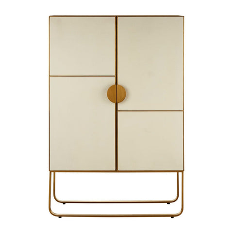 Modica Cabinet In White Concrete With A Brushed Gold Finish - SE Home