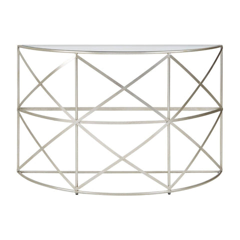 Rubia Silver Leaf Demilune Console Table - SE Home