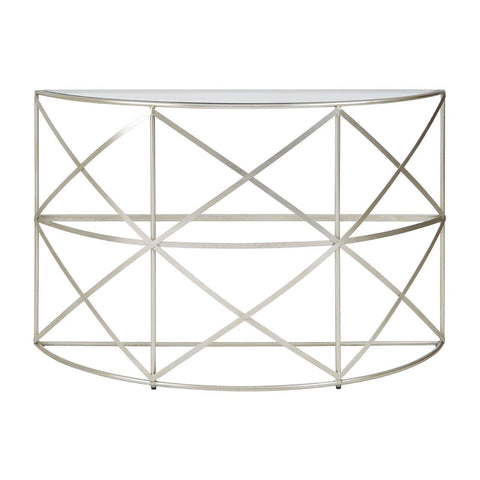 Coffee Tables Rubia Silver Leaf Demilune Console Table