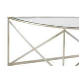 Rubia Silver Leaf Demilune Console Table - SE Home
