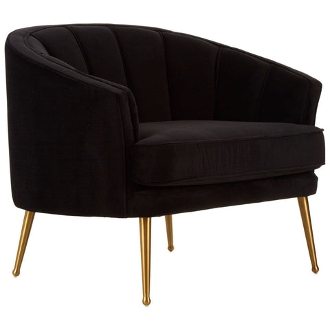 Hendricks Black Velvet Chair Wide - SE Home