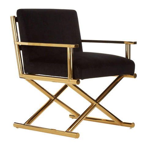 Hendricks Black Velvet Chair Regular - SE Home