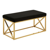 Allure Black Velvet / Gold Finish Bench - SE Home
