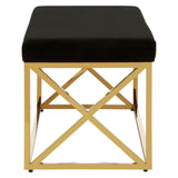 Allure Black Velvet / Gold Finish Bench - SE Home