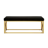 Allure Black Velvet / Gold Finish Bench - SE Home