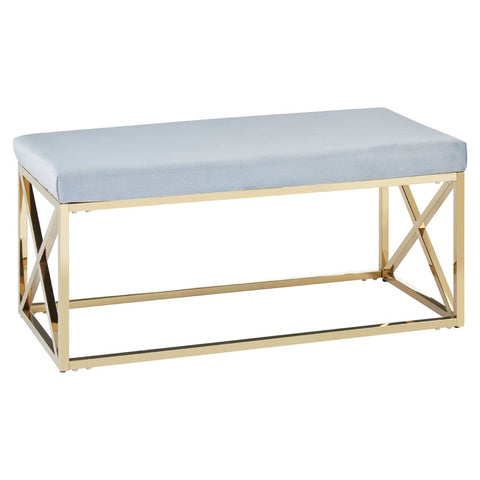 Allure Powder Blue Velvet / Gold Bench - SE Home