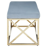 Allure Powder Blue Velvet / Gold Bench - SE Home