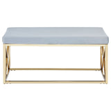 Allure Powder Blue Velvet / Gold Bench - SE Home