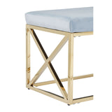 Allure Powder Blue Velvet / Gold Bench - SE Home