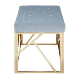 Allure Gold / Powder Blue Velvet Bench - SE Home