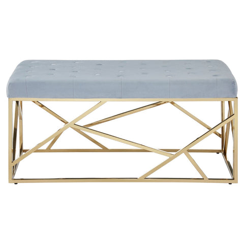 Allure Gold / Powder Blue Velvet Bench - SE Home