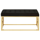 Allure Black Tufted Seat / Gold Finish Bench - SE Home