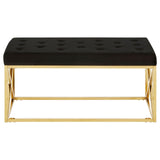 Benches Allure Black Tufted Seat / Gold Finish Bench