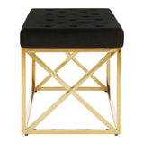 Benches Allure Black Tufted Seat / Gold Finish Bench