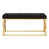 Allure Black Tufted Seat / Gold Finish Bench - SE Home
