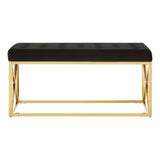 Benches Allure Black Tufted Seat / Gold Finish Bench