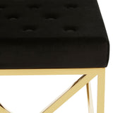 Allure Black Tufted Seat / Gold Finish Bench - SE Home