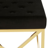 Benches Allure Black Tufted Seat / Gold Finish Bench