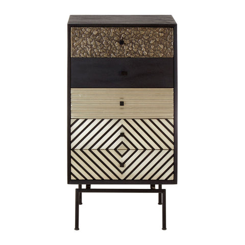 Cabinets & Storage Boho Tall Cabinet In Mango Wood With 5 Drawers
