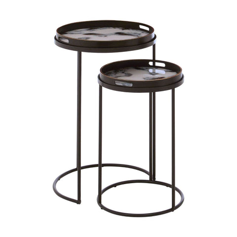 Celina Set Of 2 Marble Effect Nesting Tables - SE Home