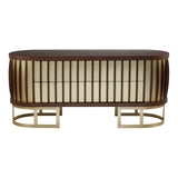 Villi Small Sideboard In Walnut Wood- Small With A Gold Finish - SE Home