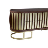 Villi Small Sideboard In Walnut Wood- Small With A Gold Finish - SE Home
