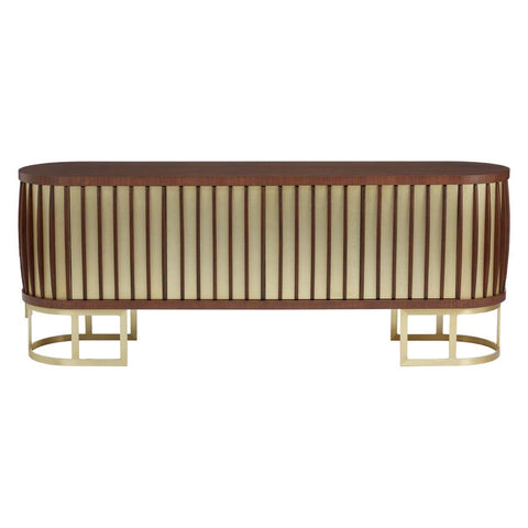 Villi Large Sideboard In Walnut Wood- Large With A Gold Finish - SE Home