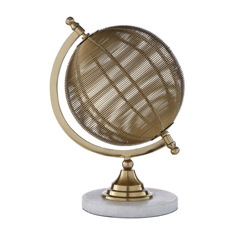 Gold Wire Globe With Marble Base - SE Home