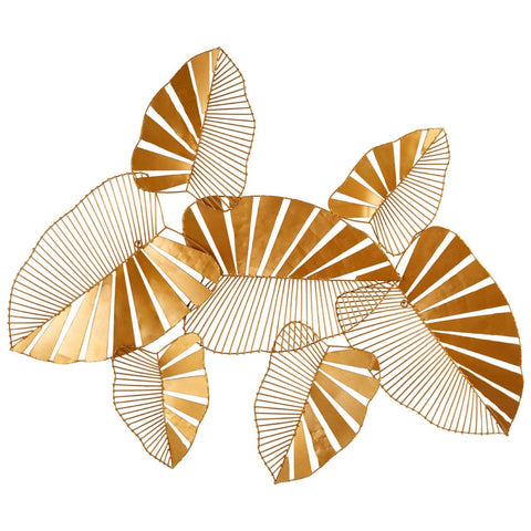 Zania Warm Gold Finish Leaf Art - SE Home