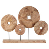 Sculptures & Ornaments Elementi 4 Disc Wooden Sculpture