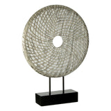 Sculptures & Ornaments Elementi Round Silver Wooden Sculpture