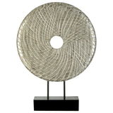 Sculptures & Ornaments Elementi Round Silver Wooden Sculpture