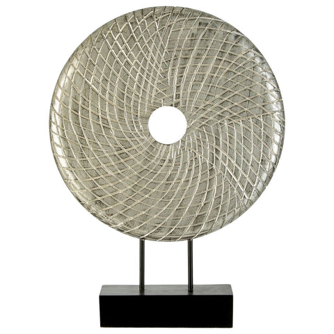 Sculptures & Ornaments Elementi Round Silver Wooden Sculpture