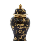 Sculptures & Ornaments Marmo Marble Effect Black And Gold Large Ceramic Jar