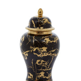 Marmo Marble Effect Black And Gold Small Ceramic Jar - SE Home