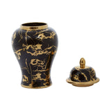 Marmo Marble Effect Black And Gold Small Ceramic Jar - SE Home