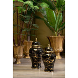 Marmo Marble Effect Black And Gold Small Ceramic Jar - SE Home