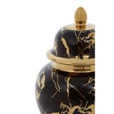 Marmo Marble Effect Black And Gold Small Ceramic Jar - SE Home