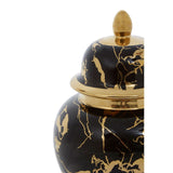 Sculptures & Ornaments Marmo Marble Effect Black And Gold Small Ceramic Jar