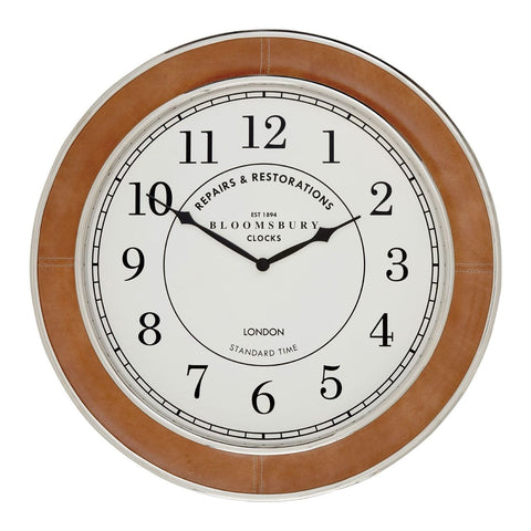 Churchill Tan Genuine Leather Wall Clock - SE Home